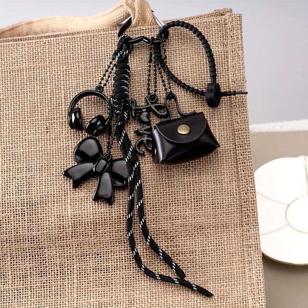 Cute Maillard Braid Rope Pendant Exquisite Leather Pendant Charm With Mini Bow Bag Women Luxury Bag Key Chain Mobile Phone Decor S2632 W260609