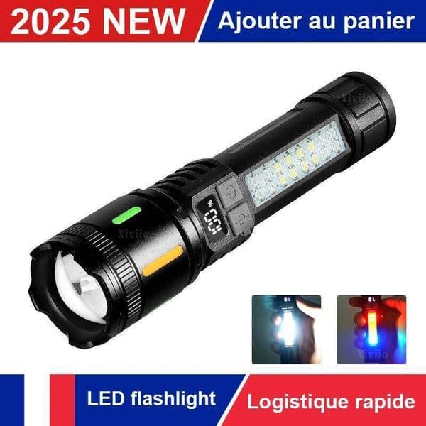 Most Powerful LED with Side Light Type-C Rechargeable Handheld Flashlight Portable Emergency Lighting Outdoor Camping Z260301