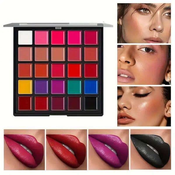 25-Color Lipstick Palette Long-Lasting 24-Hour Wear,Waterproof Smudge-Proof,Multi-Purpose for Lips and Eyes,Valentine's Gift H260302