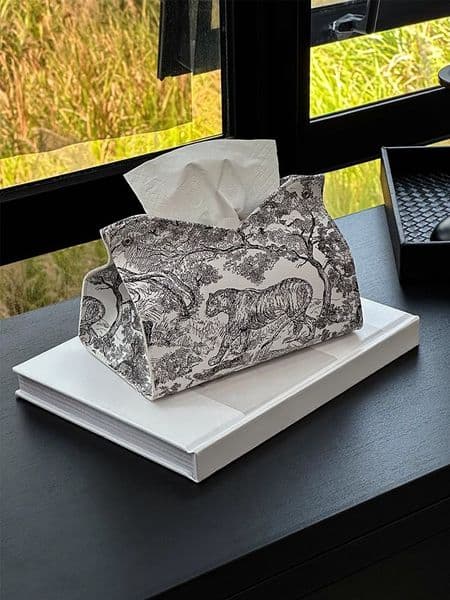 2026 New Vintage In Ink Printed Leather Light Luxury Suitable For Living Room Car Tissue Box Napkin Storage Bag Home Decor Free Shipping