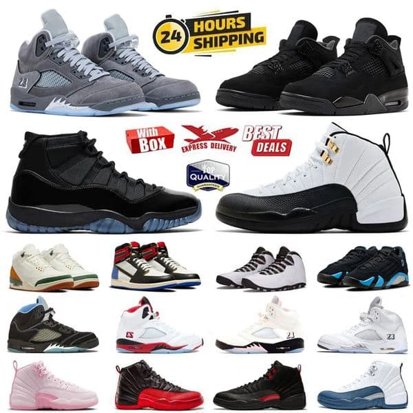 Original box 4s 5s 11s 12s Basketball Shoes Gamma Blue Wolf Grey Varsity Red Sport Royal White Metallic Black Cat Taxi Pearl Pink Comic Steel Men Women trainers 36-49