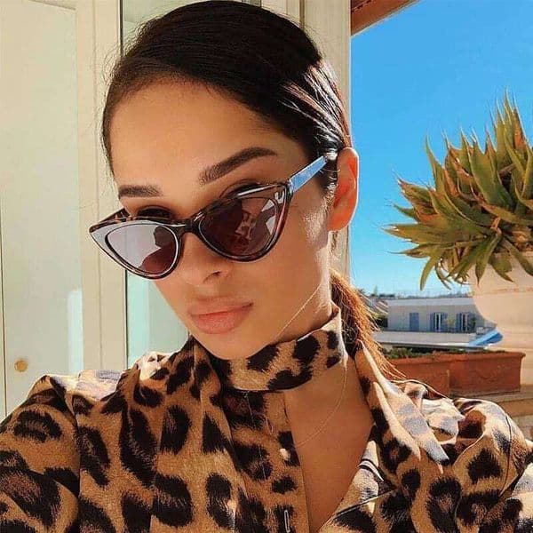 Cat Eye Fashion Women Vintage small Leopard Triangle Sunglasses Female Eyewear UV400 Brand Designer Retro Y260302