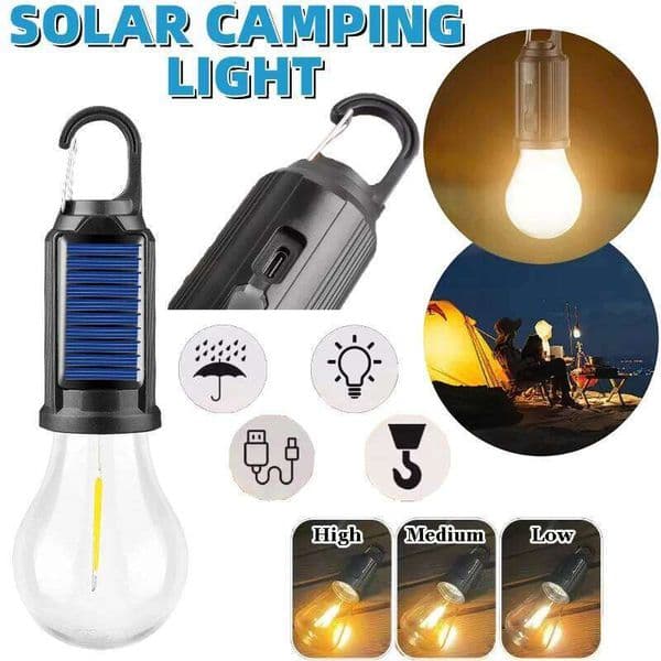 1-10PCS Solar Powered Lamp Outdoor USB Hanging Portable LED Night Lights Waterproof Camping Light Garden Decor C260302