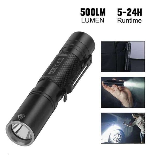 Mini Highlight Tactical Flashlight Lightweight Outdoor Lamp Five Lighting Modes Waterproof Torch with Clip for Hiking Camping Z260301