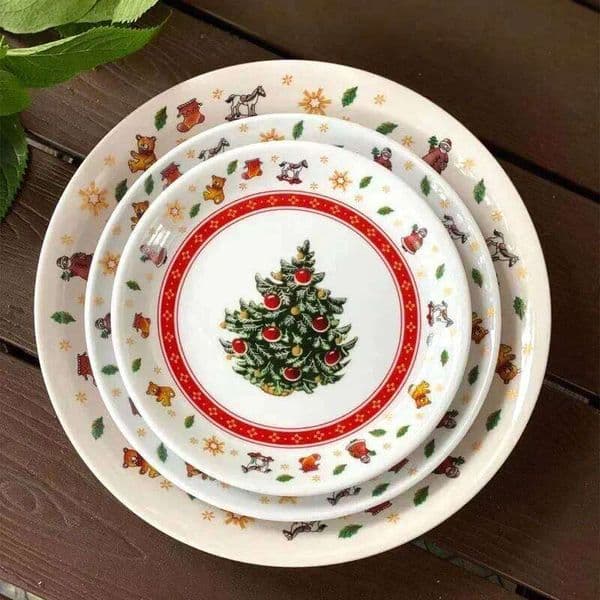High Temperature Ceramic Tree Western Food Plate Lovely Coffee Cup Bowl Rich Variety Christmas Set 26H0301