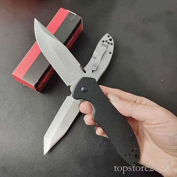 High Quality 6834 Survival Folding Knife 8Cr14Mov Stone Wash Blade G10 with Steel Sheet Handle Outdoor EDC Pocket Tactical Knives