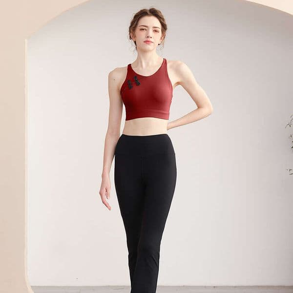 Pilates Yoga Wear For Women Chinese Style Fitness Professional Quick-Dry Running Sports Bra With Chest Pads Outerwear Underwear WKERSIY