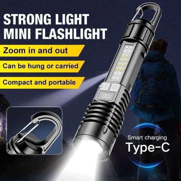 High Power LED Flashlight 18650 Battery Included Zoomable Focus 5 Modes Fast Charging Waterproof Design for Emergency Rescue Z260301