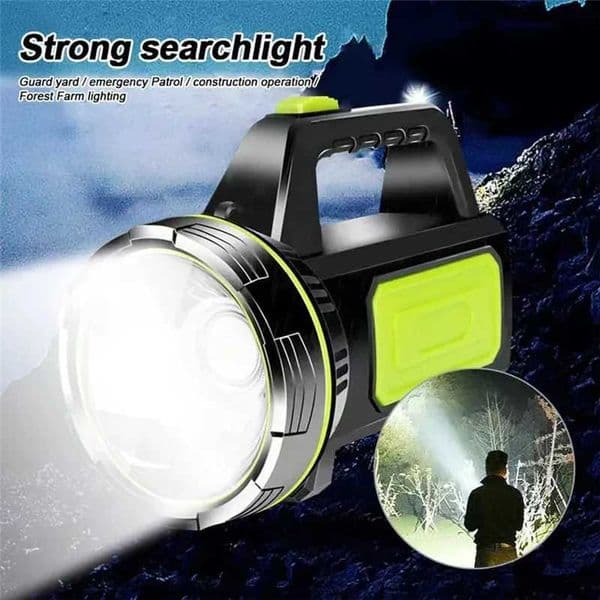 Portable Hand Lamp Rechargeable LED Strong Searchlight Flashlight 2 Lighting Modes Emergency Hiking Camping Energe Saving Torch X260302