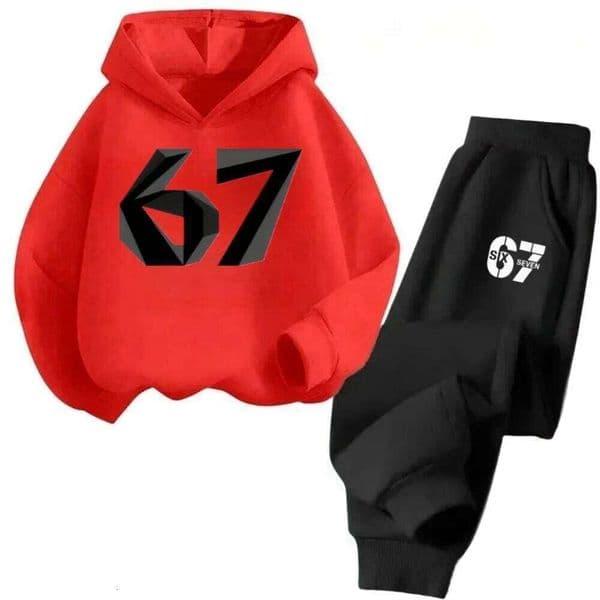 Children's 67 Hoodie+Sports Pants Fashion and Comfortable Autumn/Winter Warm Set Z260302
