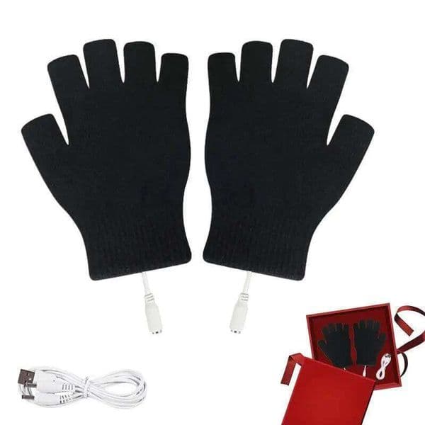 USB Electric Heated Gloves Fingerless Rechargable Women Men Hand Warmer Winter Warm Sports Skiing for Running Cycling C260302