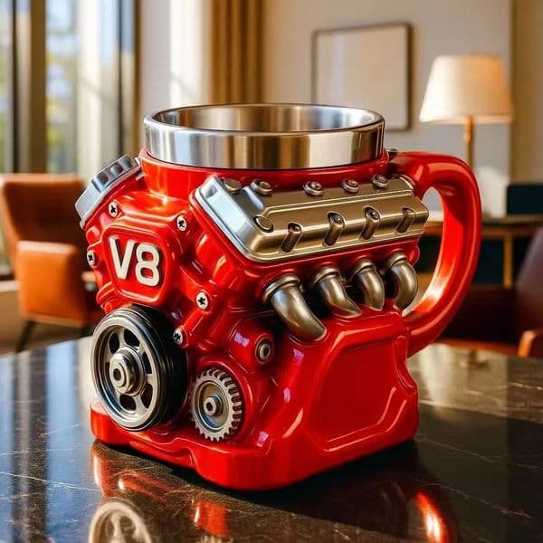 Stainless Steel V8 Engine n Coffee Mug Insulated Cup for Car Lovers Mechanics Engineers Fathers Birthday Gifts 260228