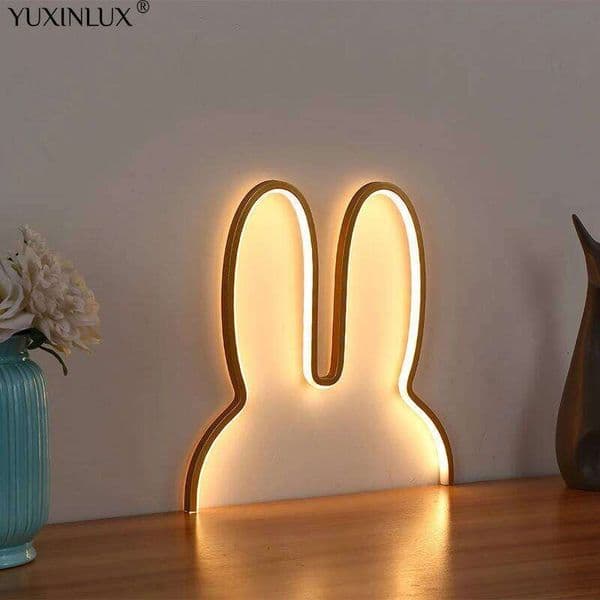 Rabbit Lights USB Powered Cute Animal LED Night Kids Baby Beside Table Lamp Bedroom Nightlight Holiday Gifts Z260227