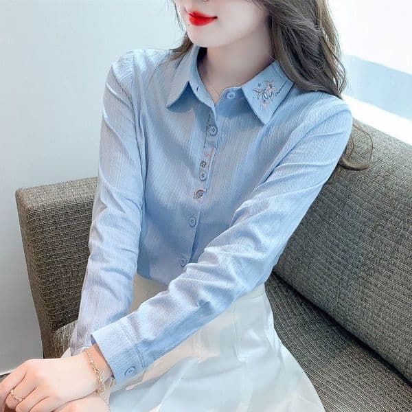 Spring And Autumn Women's Designer Hoodie Clothing New Embroidered Designer Shirt For Women Stylish All-cotton Blouse Fashionable And Youthful Top