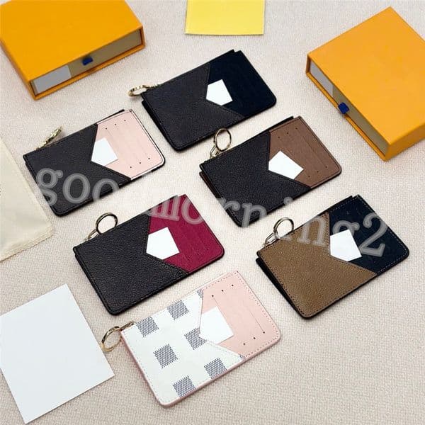Women card holder designer square wallet cardholder designer zipper wallet genuine leather Womens men Purse Mens Key Ring Credit Coin Mini Wallet Wholesale with box
