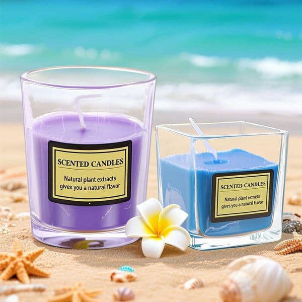 New Creative Gift Glass Handmade Plant Wax Home Fragrance Square Round Cup Aromatherapy Candle W260303 W260303