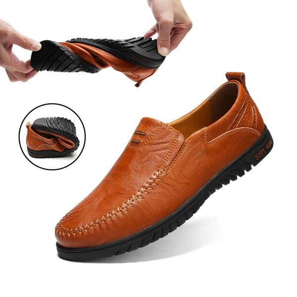 Mens Handmade Casual Loafers Anti-Slip Comfortable Slip-On Driving Comfortable Leather Shoes Size 37-47 260228