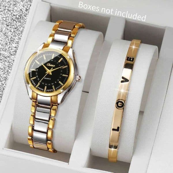 2PCS/Set Ladies Small Dial Analog Quartz Wristwatch Fashion Women Watches Opening Cuff Bracelet Set Reloj MujerWithout Box XJ260303
