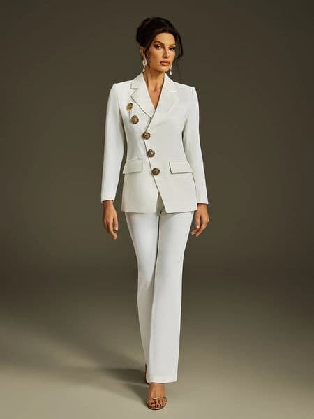 Women's Prom Dresses Gowns Elegant Peaked Lapel Jacket Coat And Pants For Female Satin 2 Pieces Suit Customized
