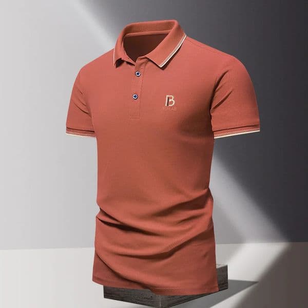 Mens Clothing England Style Summer Short Sleeve Letter Turn-down Collar Contrast Color Button Embroidered T-shirt Formal Tops 260302BJ