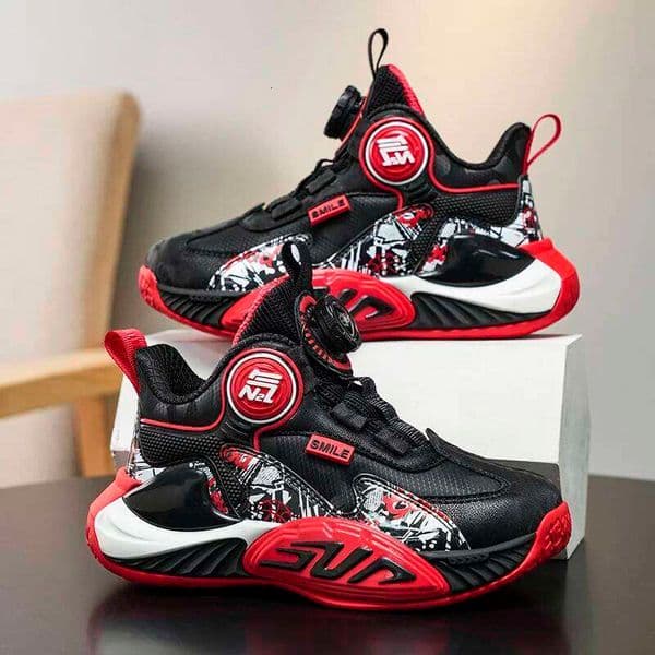 Childrens Non-slip Breathable Basketball Training Sneakers Leather Boys Girls Athletic Shoes Kids Running Shoe 26W0303