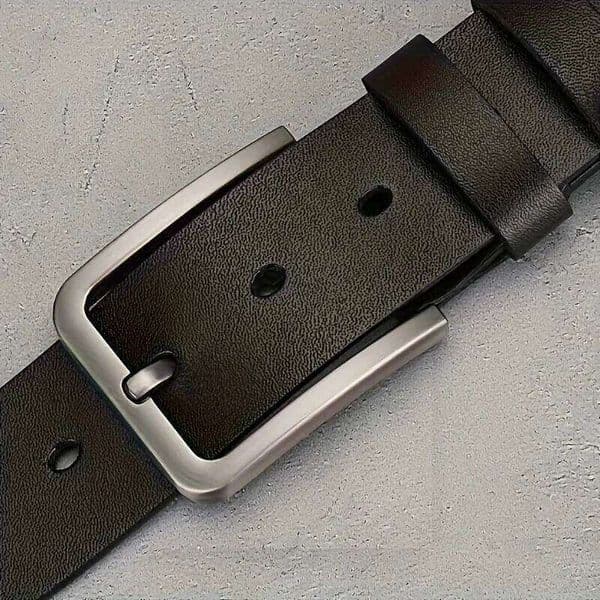 Men's Synthetic Leather Belt with Square Alloy Buckle - Black, Casual & Business Style, Durable Accessory Vintage Belts XJ260303