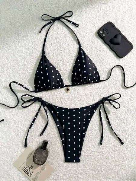Sexy Set Black White Polka Dot 2 Piece Swimsuit for Women American Style Beach Bikini 26W0303