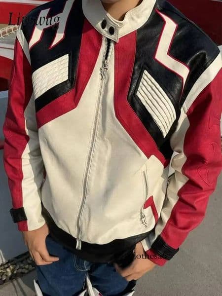 Y2K Style Jackets Mens Fashion Slim Long Sleeve Zipper Stand Collar PU Leather Coats Men Fall Winter Streetwear Jacket