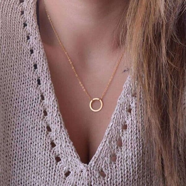 NK602 New Fashion Steampunk Dainty Circle Collier Jewelry Cheap Round Minimalist Chain Pendant Necklace For Women Gift Y260302