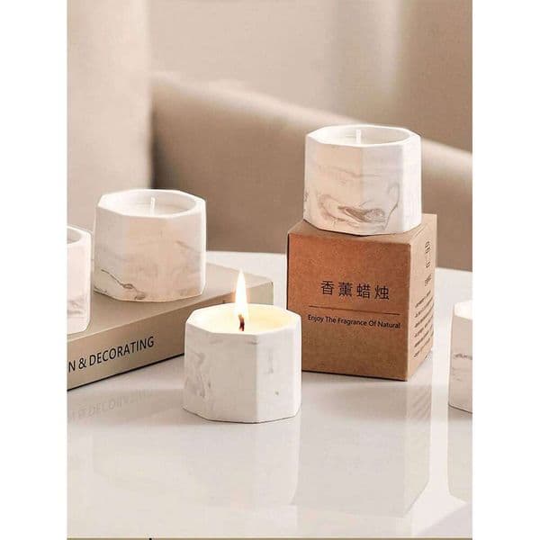 Handmade soy wax scented candle Marble-patterned plaster ink cup romantic and smokeless W260303 Z260527