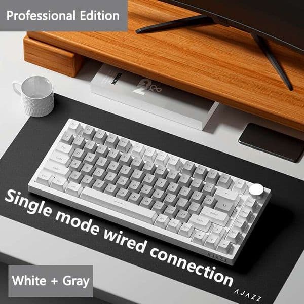 Ak820/Ak820max PLUS 75% RGB Gasket Mechanical | Cream Keyboard With Volume Knob, South Facing Led, Poron Foam, PBT Keycaps, Programmable Hot-Swap, Xingkaisheng