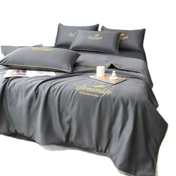 Customizable 2025 spring and summer new washed ice silk embroidered bed sheet four-piece set W260302 thumbnail 2