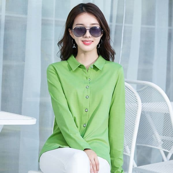 Avocado Green Shirt 2026 Designer Shirt Spring Long Sleeve Shirt Women's Cotton Top Base Shirt Designer Polo Shirt Hoodie
