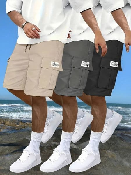 ddmysat Men's Work Shorts; Summer Comfort; Multi-Pocket; Outdoor Leisure Sport Beach Pants; Elastic Waistband Jackets