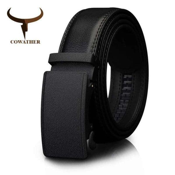 COWATHER Men's Belt Automatic Ratchet Buckle with Cow Genuine Leather Belts for Men luxury brand male strap 110-130cm length XJ260303