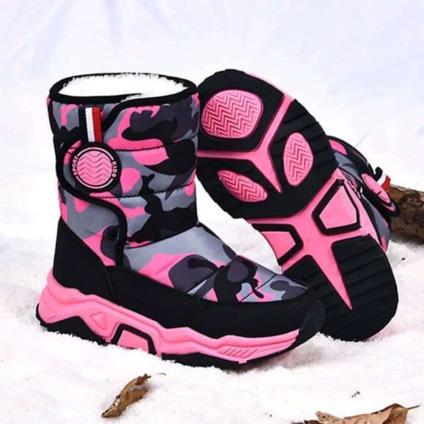 Children's Boys' Snow Winter Girls' Warm Fleece-Lined Waterproof Anti-Slip Kids Cotton Shoes Outdoor Ankle Boots New