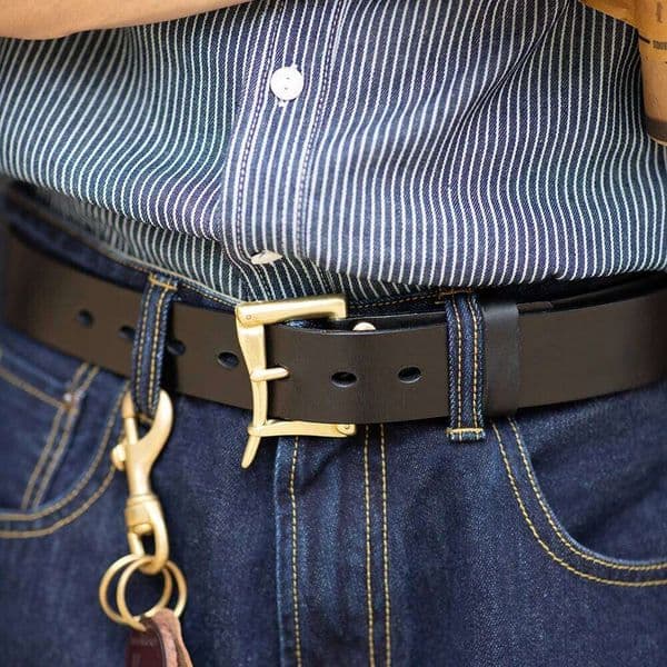 Maden Vintage Handmade First-Layer Cowhide Automatic Buckle Brass Quick-release Belt for Men's Daily XJ260303