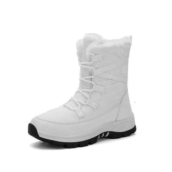 Winter Snow High-top Plush Thick-soled Solid-color Outdoor Shoes Anti-slip Casual Ankle Boots Women