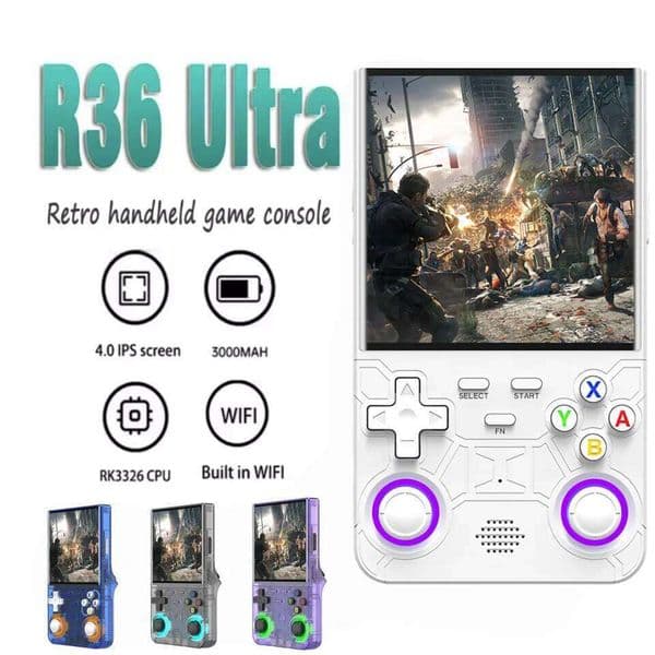 R36 Ultra Handheld Retro Video Game Console IPS Screen 128GB Preloaded Games Portable Pocket Player with Linux System R36Ultra 26W0303