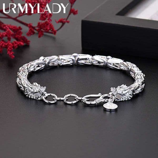 925 Sterling Silver Exquisite dragon head Chain bracelets for man women fashion designer jewelry wedding party holiday gifts C260303