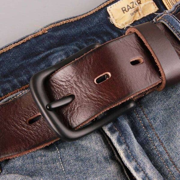 Handmade Retro Leather Simple Luxury Pin Buckle Jeans Men's First Layer Cowhide Casual Belt Authentic XJ260303