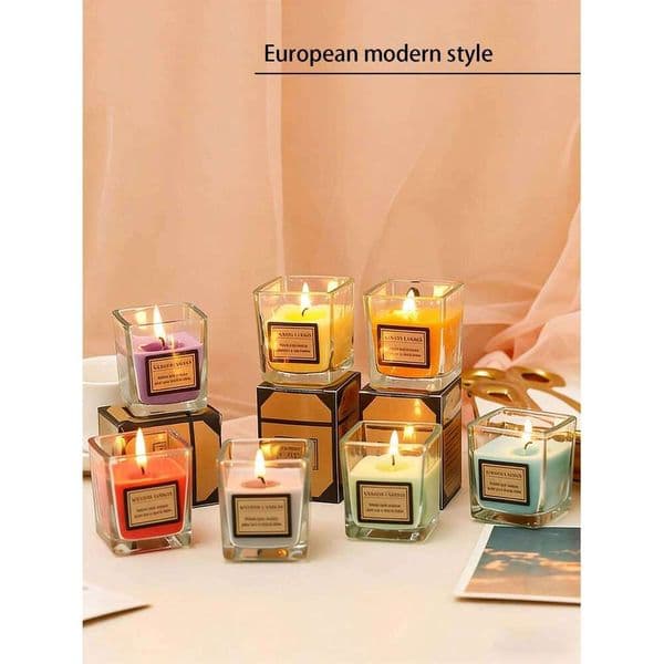 Square Simple Candle Transparent Thickened Glass Candlestick Scented Candle Cup For Home Use W260303Z260527