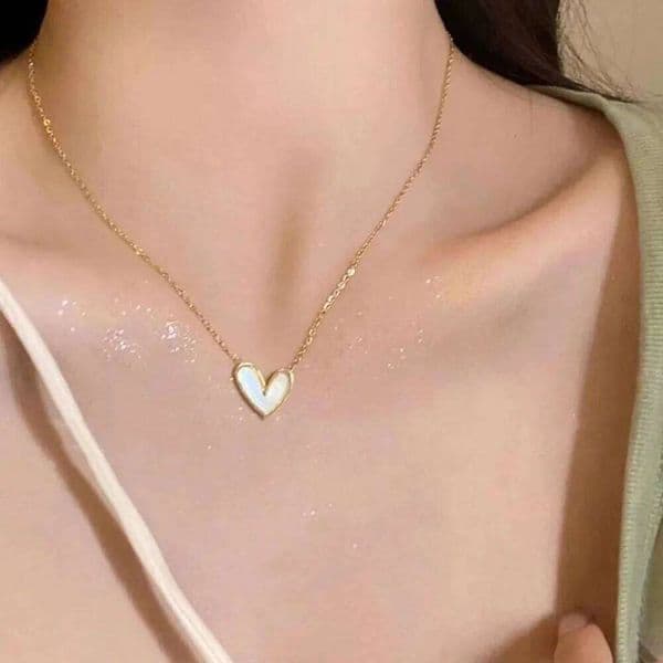 Stainless Steel Sweet Love Heart Pendant Necklace Jewelry Set for Women Girls Gold Color Chain Accessories Party Gifts Y260302