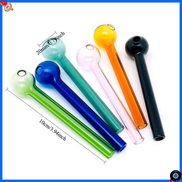 Wholesale cheap 10cm colorful glass Oil Burners Smoking mini Hand Straw Glass Tube Pipes for Concentrates Burning Great tubes Nail tips