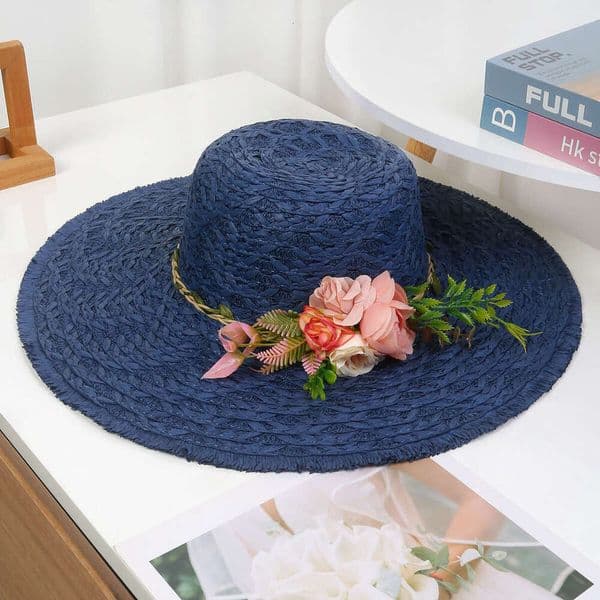 Artificial flower straw hat Bohemian style Suitable for coastal strolls and outdoor leisure tivities Z260506