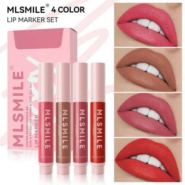 MLSMILE Non-stick Cup Dye Long-lasting Easy To Apply Matte Lip Liner Marker Pen Lipstick Water 4 Pcs Set 2025 New H260303