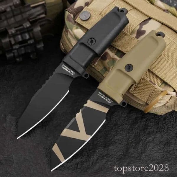 High Quality TASK Survival Straight Knife N690 Titanium Coating Tanto Full Tang FORPRENE Handle Fixed Blade Tactical Knives With Kydex