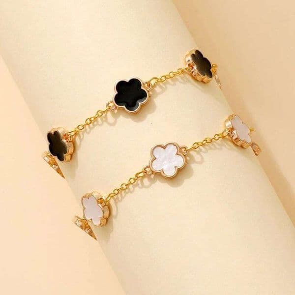 Lucky Clover Women's Hand Double Sided Flowers Jewellery Gifts Stainless Steel Bracelet Gold Plated Bracelets Man C260303