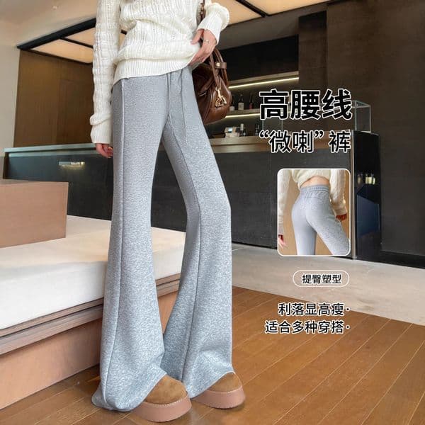 Women's Flred Sports Pnts 2026 Designer Pnts New Spring High-wisted Slimming Bell-bottom Swetpnts Csul Thin Horseshoe Pnts For Petite Women