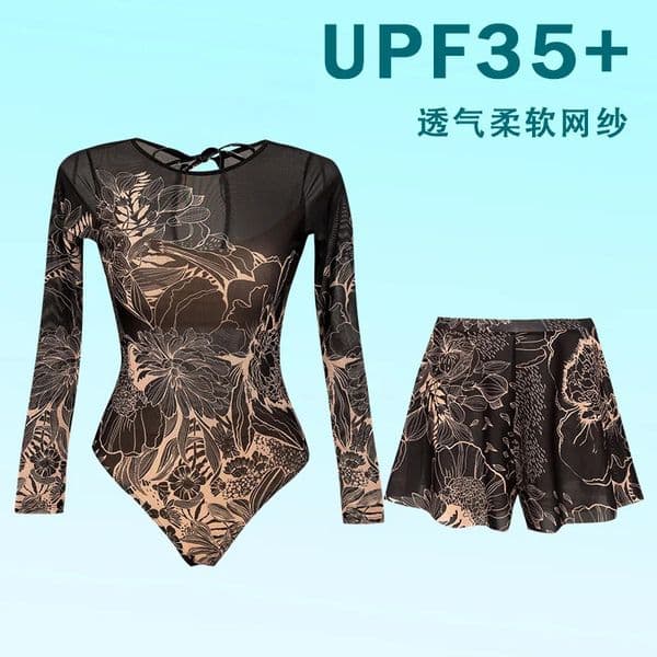 2026 Swimwear Women Long Sleeved Sun Protection One Piece Swimsuit Females Sports Bathers Swimming Bodysuit Beach With cover up 260303BJ